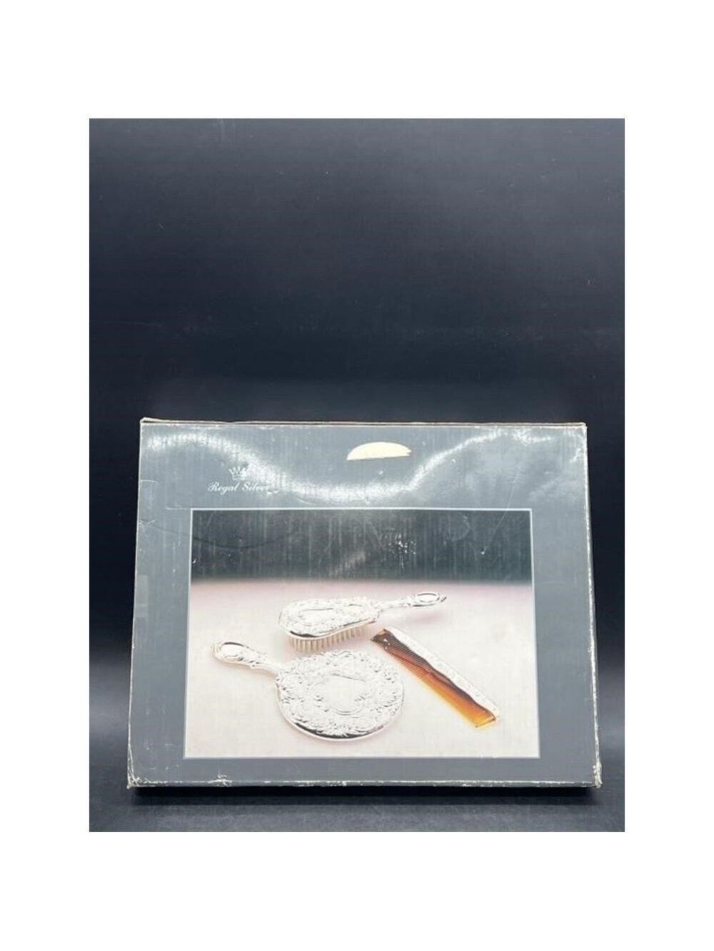 Vanity Dresser 3 Pc Silver Plated Set Vintage